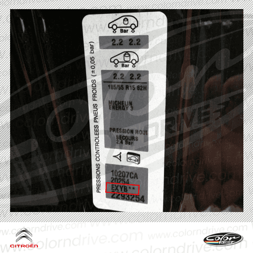 CITROEN-Farbcode-Etikett Beispiel 1