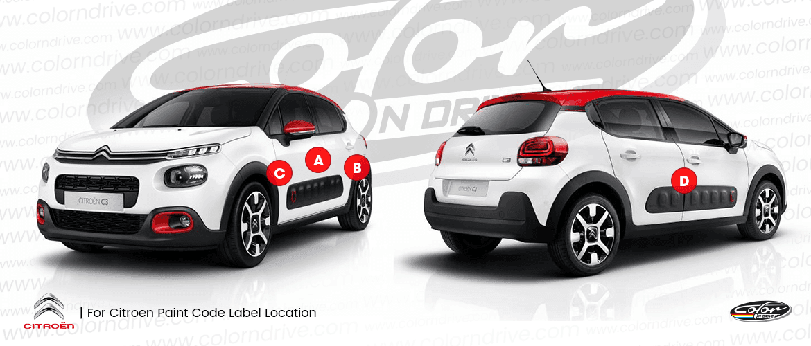 CITROEN paint code label location diagram